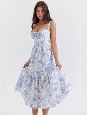 knee length dresses for ladies Ieena for Mac Duggal - White Polka Dot Tulle A-Line Midi Dress main image 1